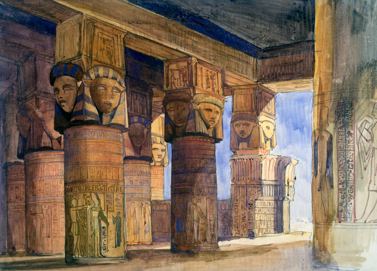 Temple of Denderah, övre Egypten, 1839 av William James Muller