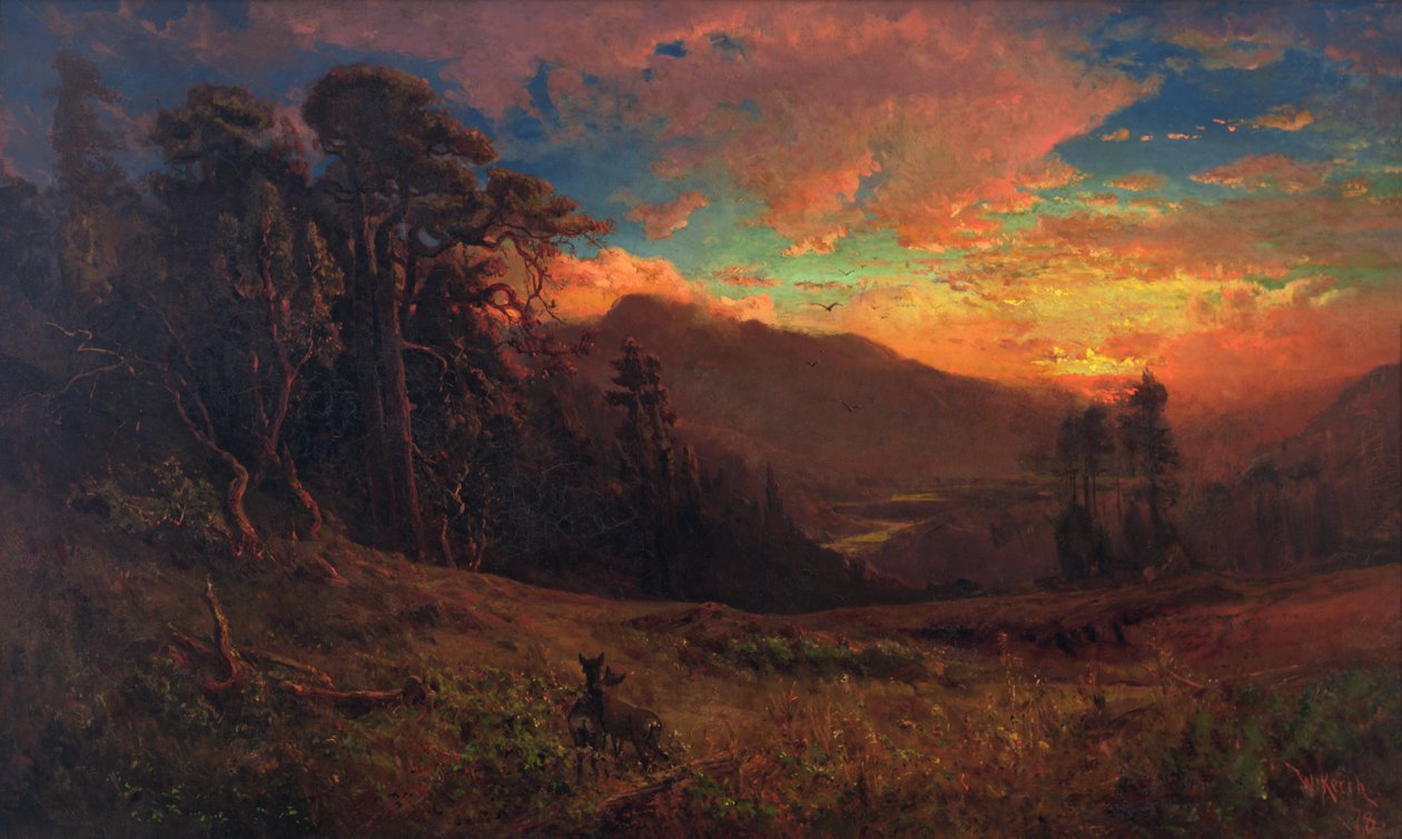 En höstlig solnedgång vid Russian River av William Keith