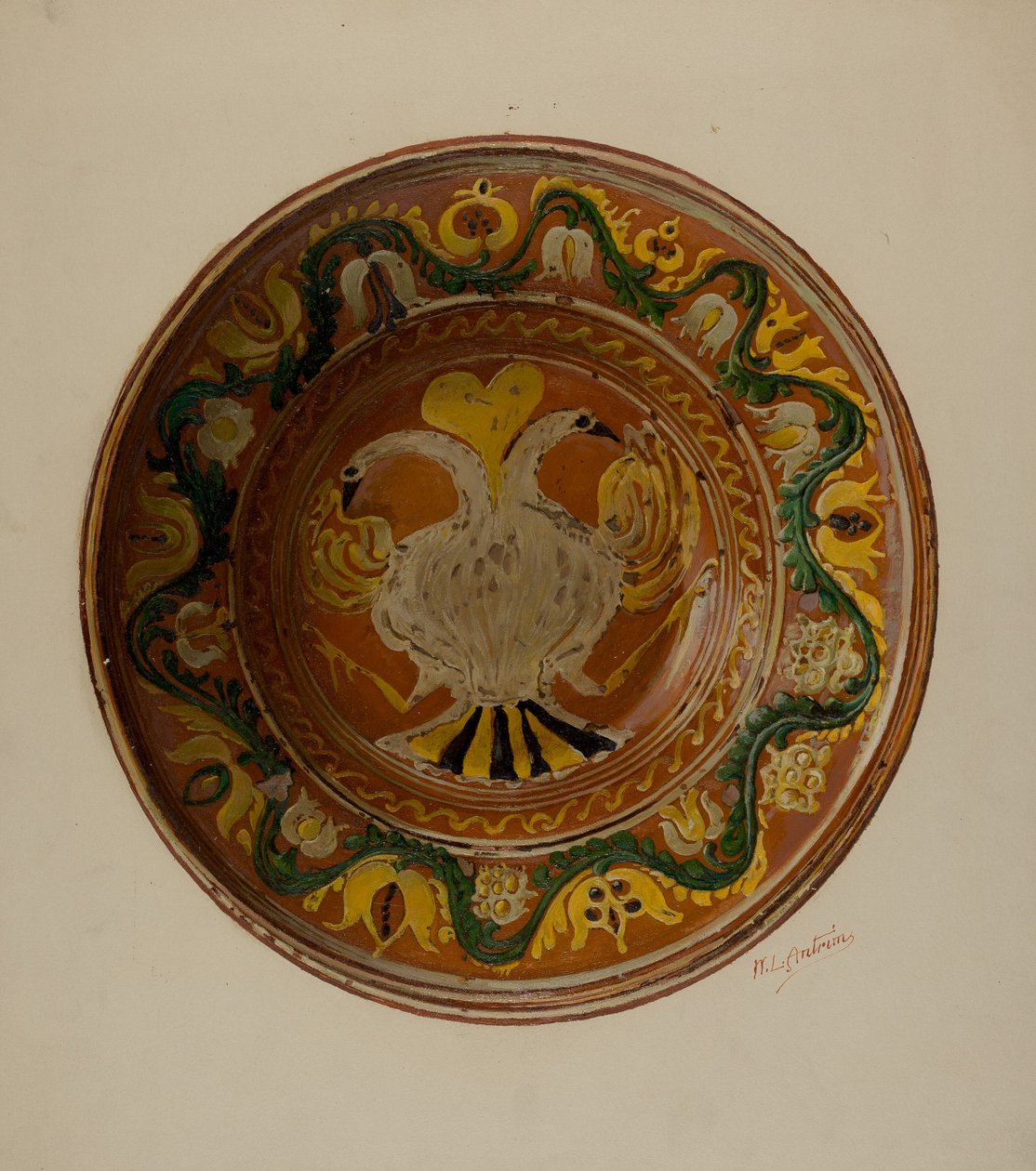 Pa. tysk maträtt, ca. 1938. av William L Antrim
