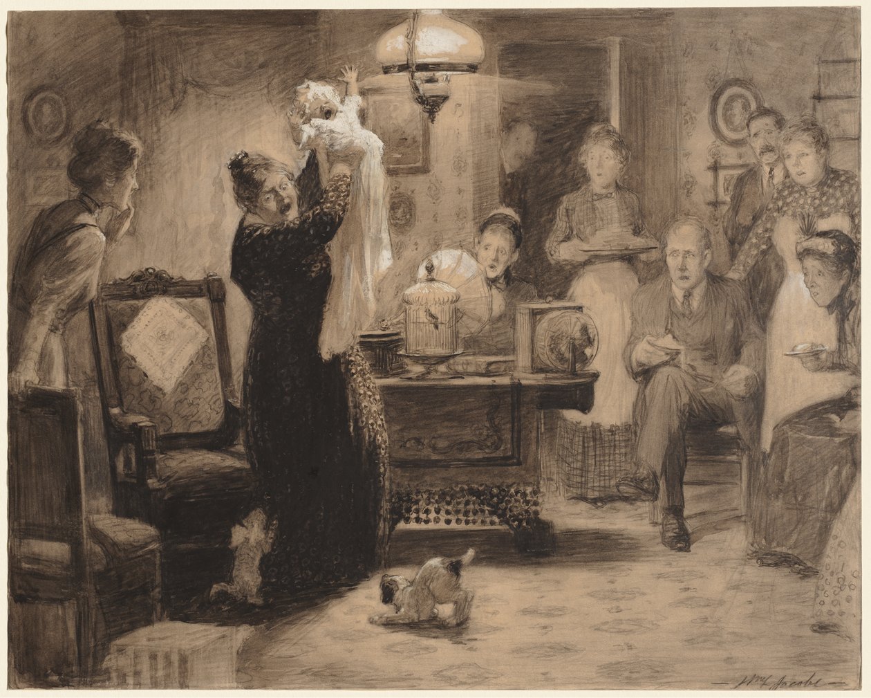 Skiss till illustrationen "The Stationary Baby" av William Leroy Jacobs