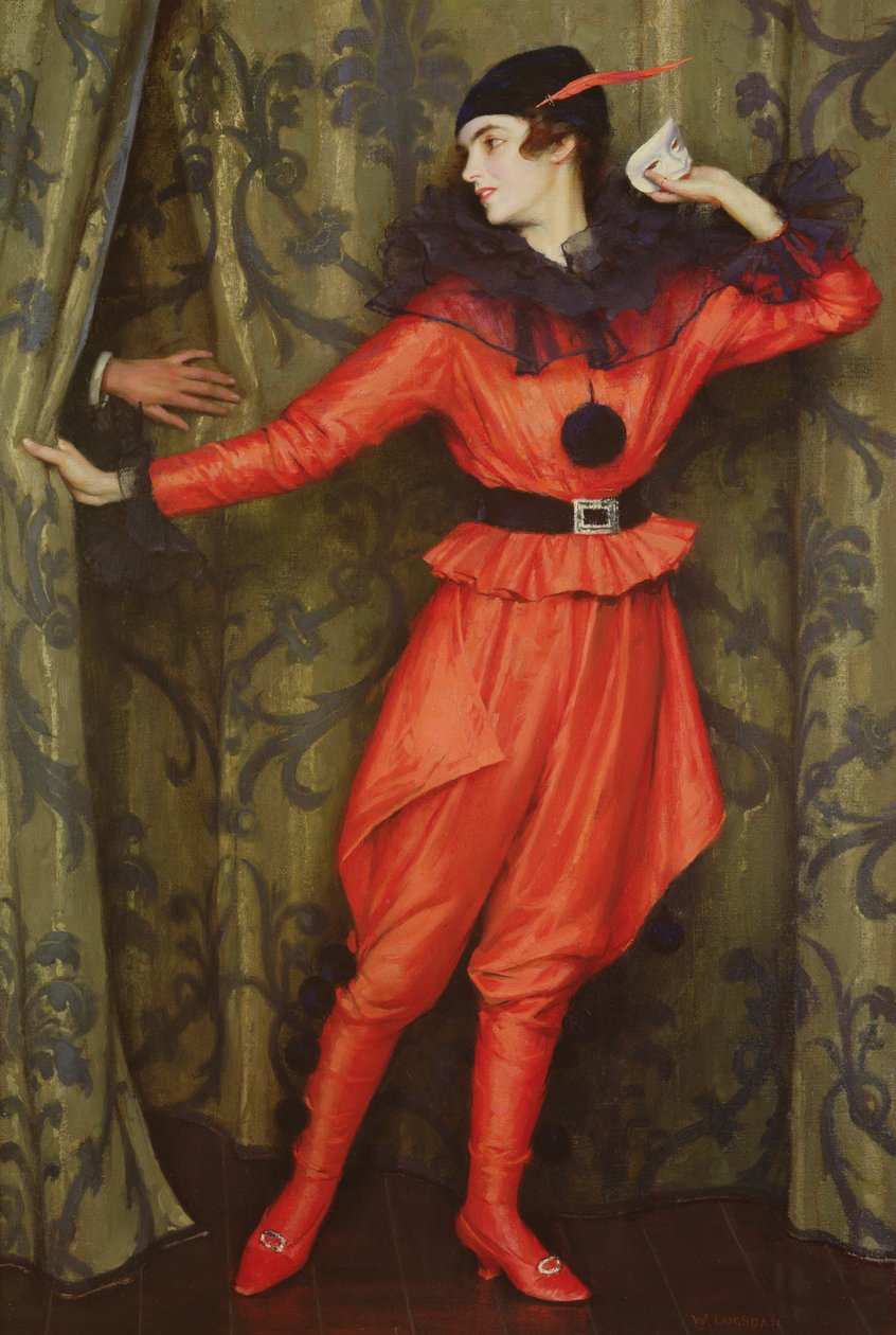 Konstnärens dotter Mary som en pierrot av William Logsdail