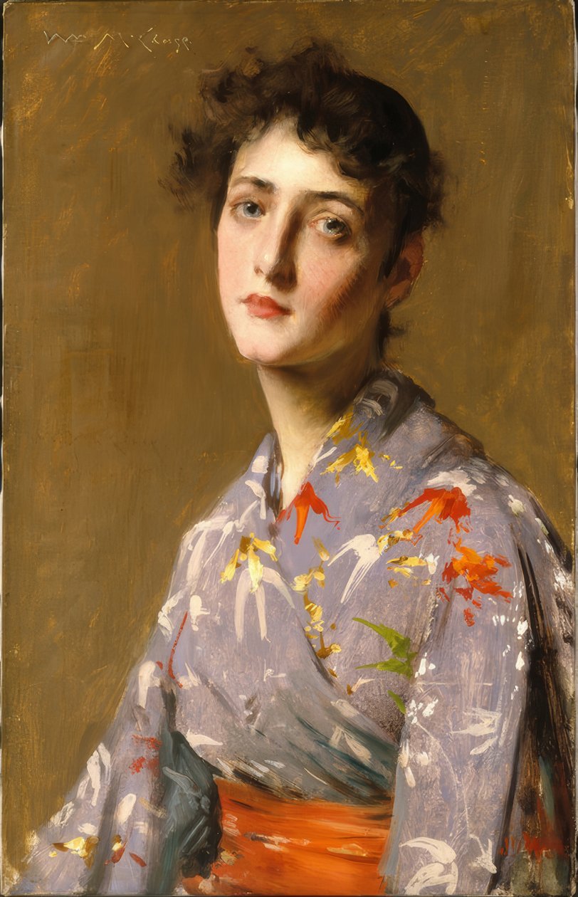 Flicka i en japansk kostym av William Merritt Chase