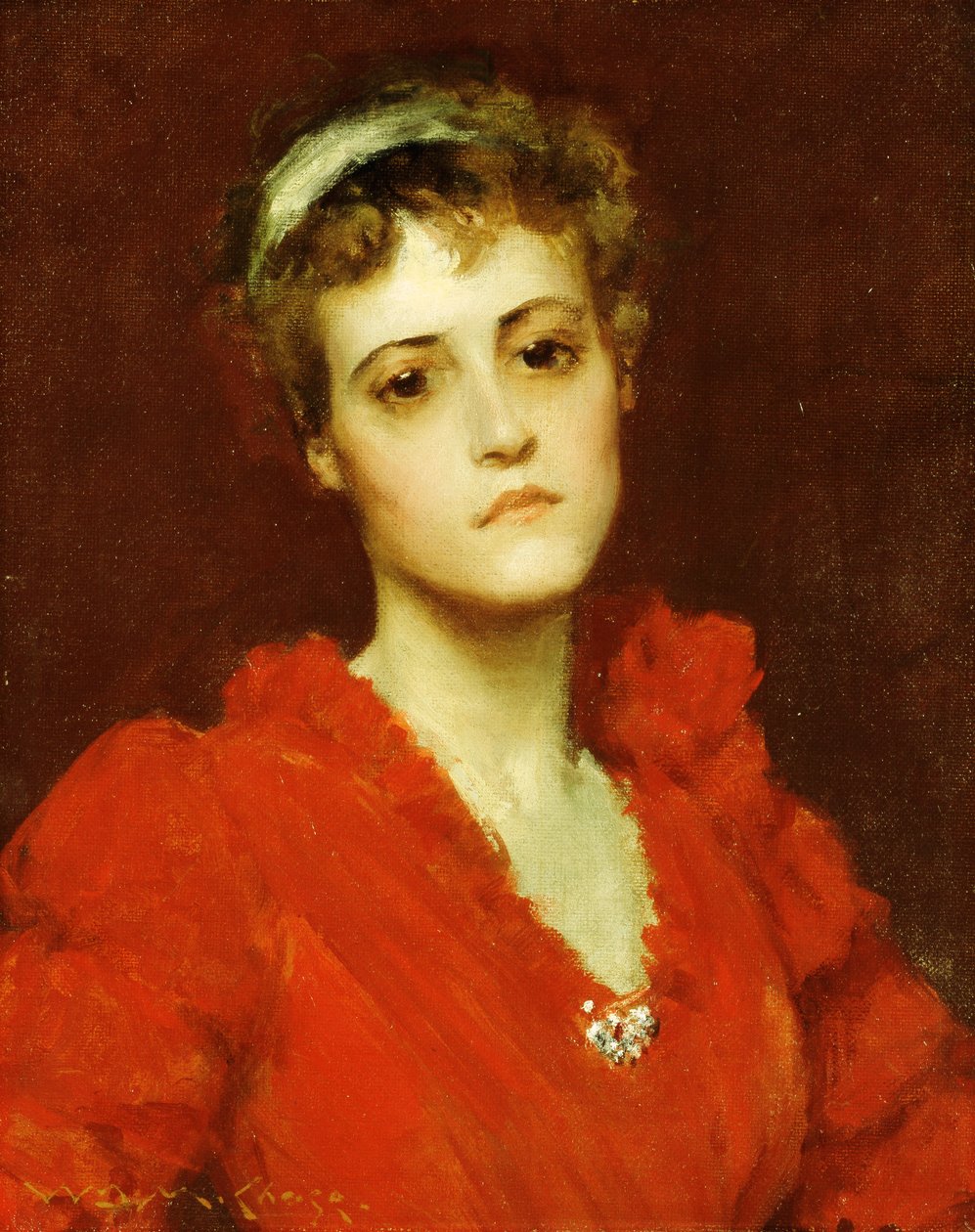 Den röda klänningen, av William Merritt Chase