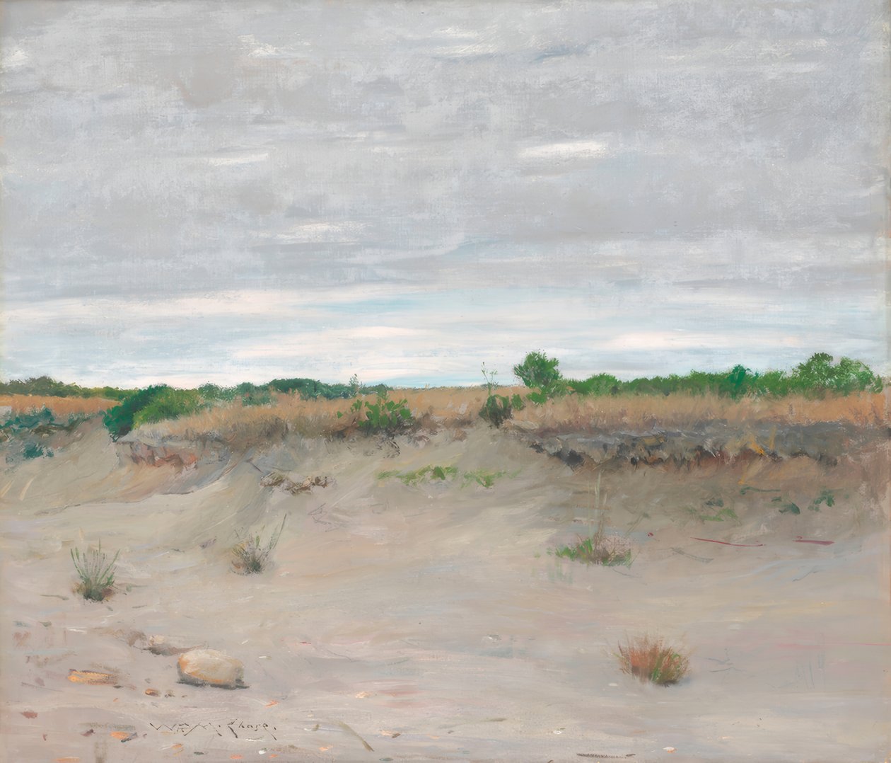 Vindavvisande sandstrand av William Merritt Chase