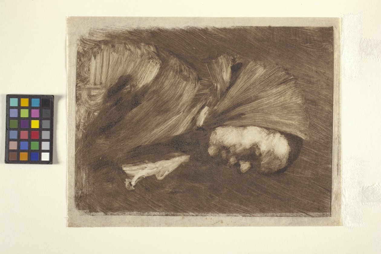 Kvinna i halsduk (monoprint) av William Merritt Chase