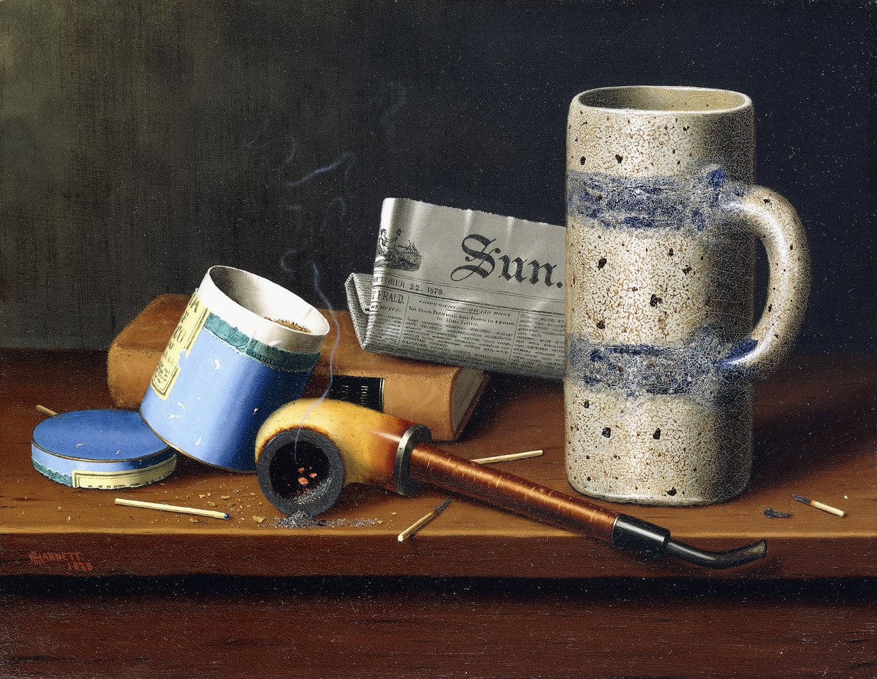 Stilleben med blå tobakslåda, 1878 av William Michael Harnett