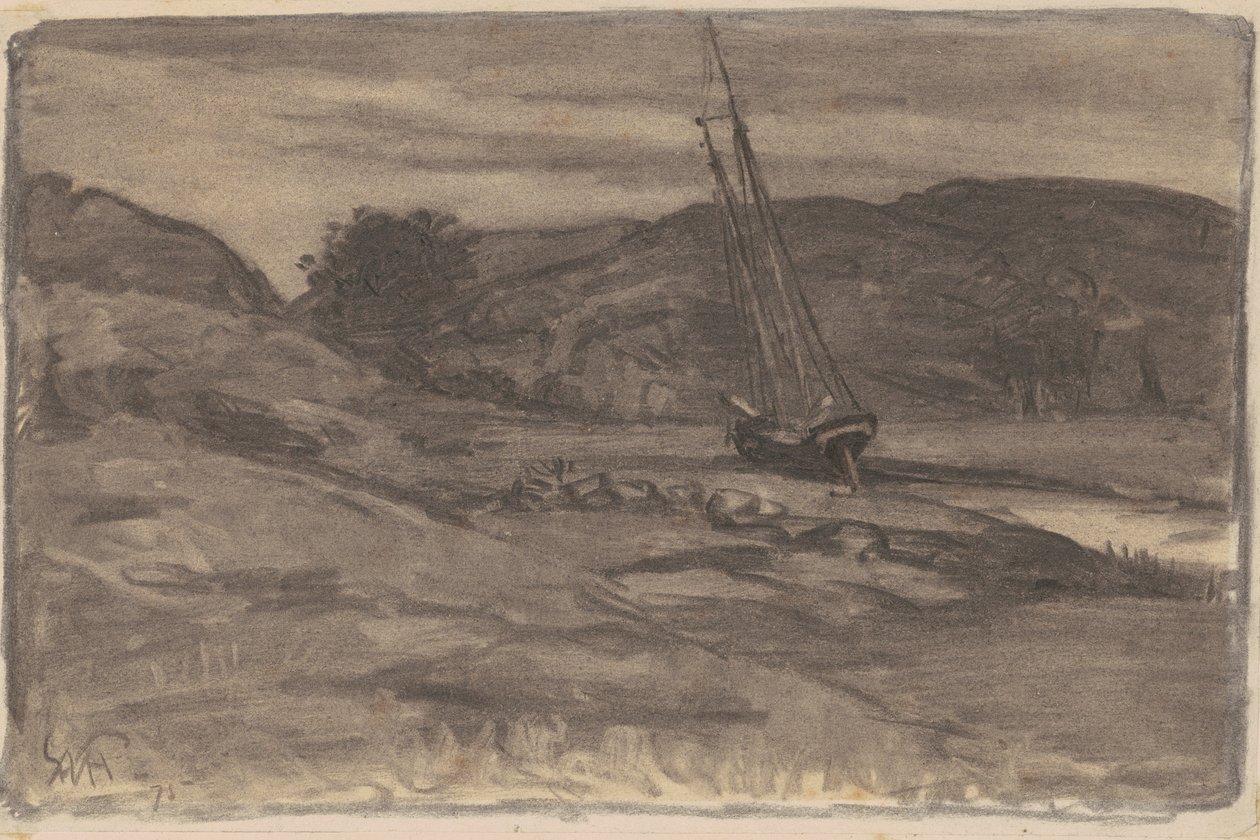Stranded, 1875 (kol på vävt papper) av William Morris