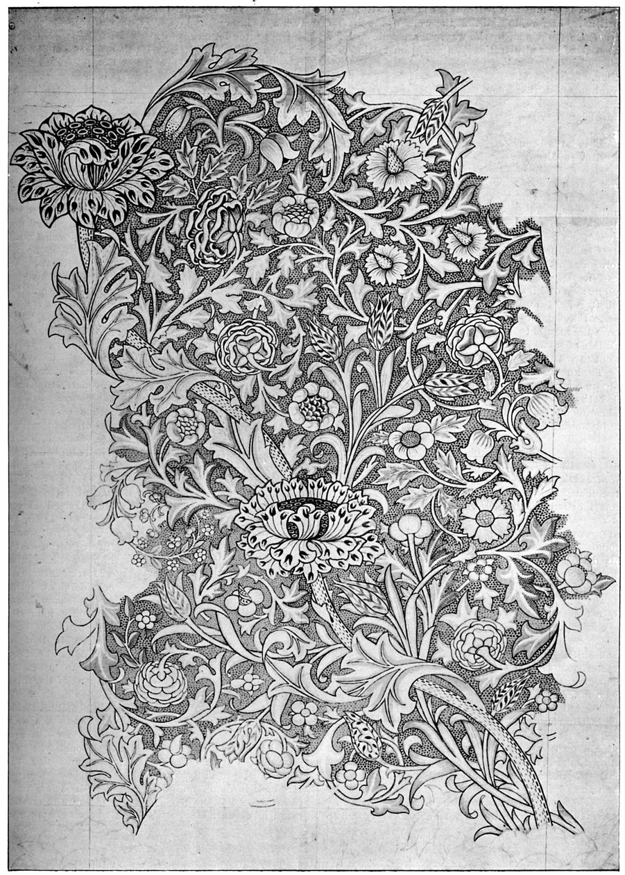 Trent mönstertryckt linne, 1892 1934. av William Morris