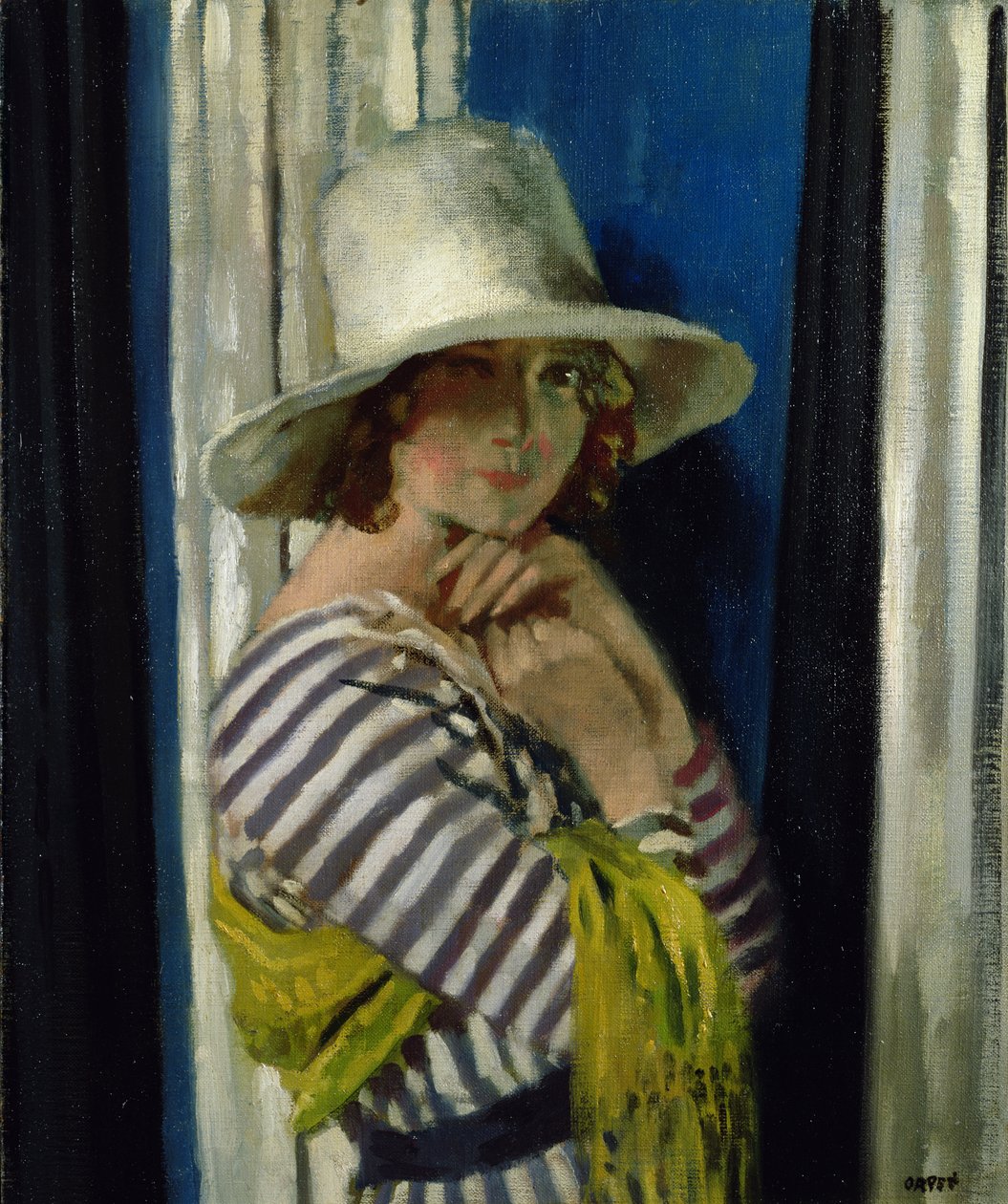 Mrs Hone i en randig klänning, 1912 av William Orpen