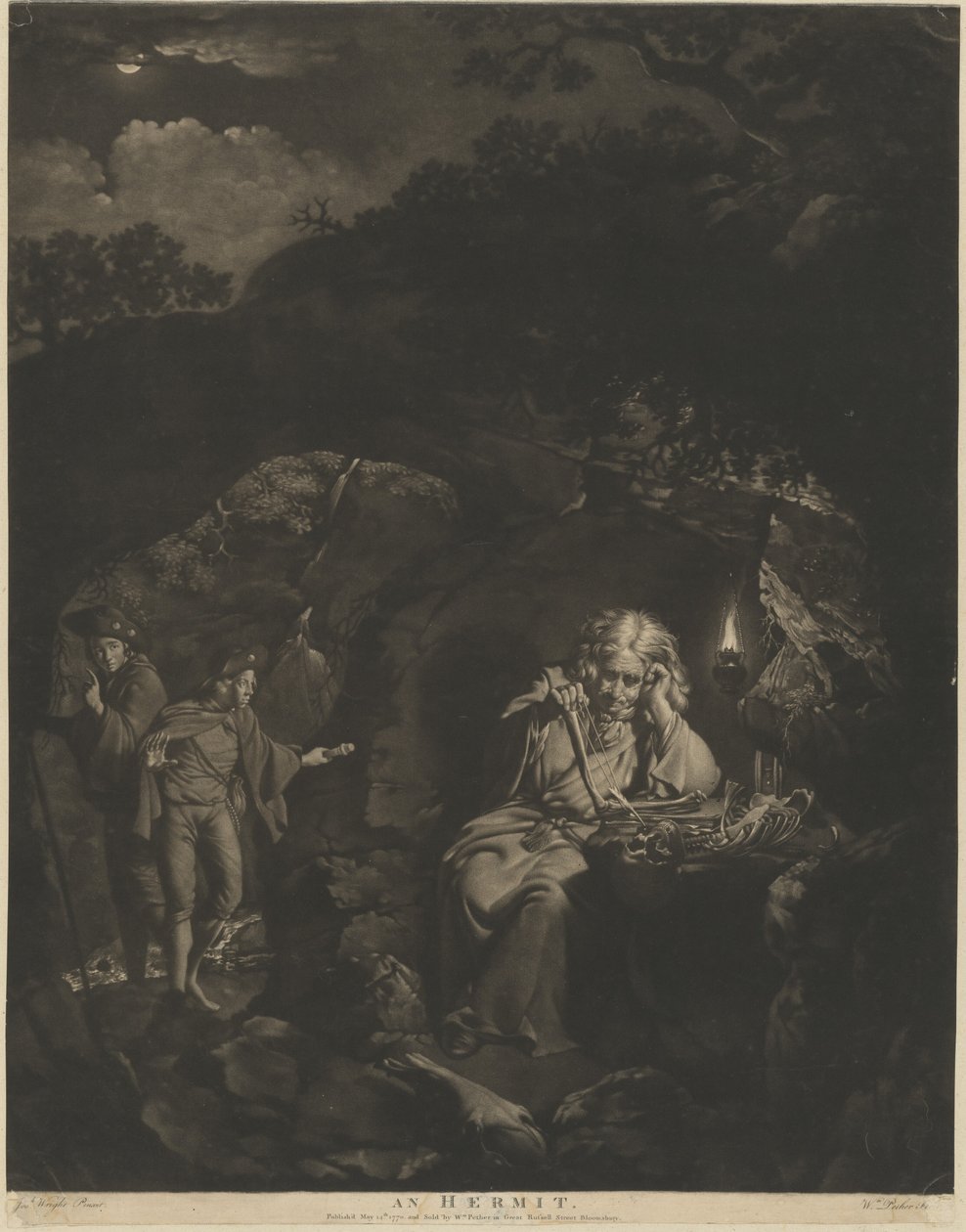 En eremit av William Pether after Joseph Wright
