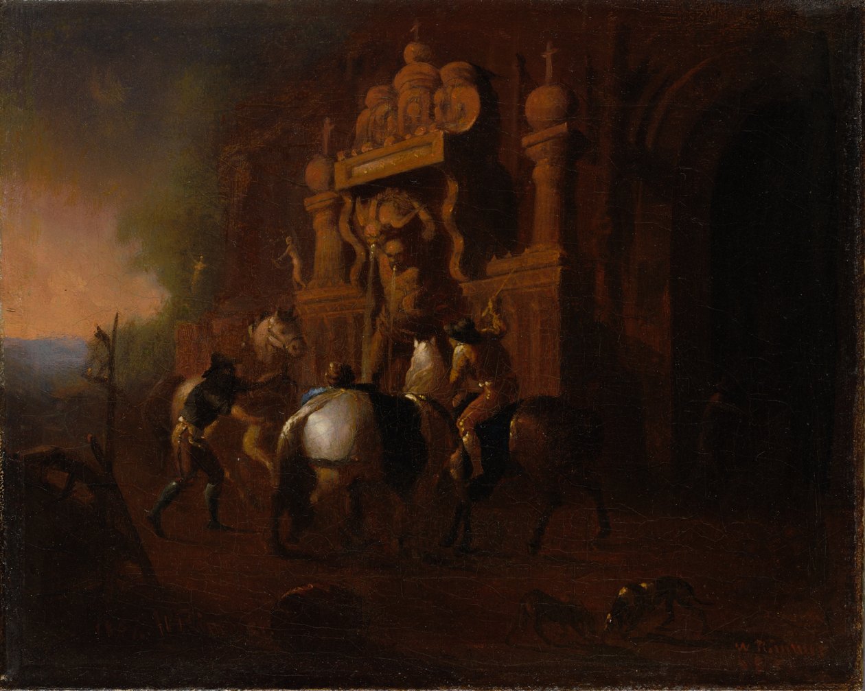 Hästar vid en fontän av William Rimmer