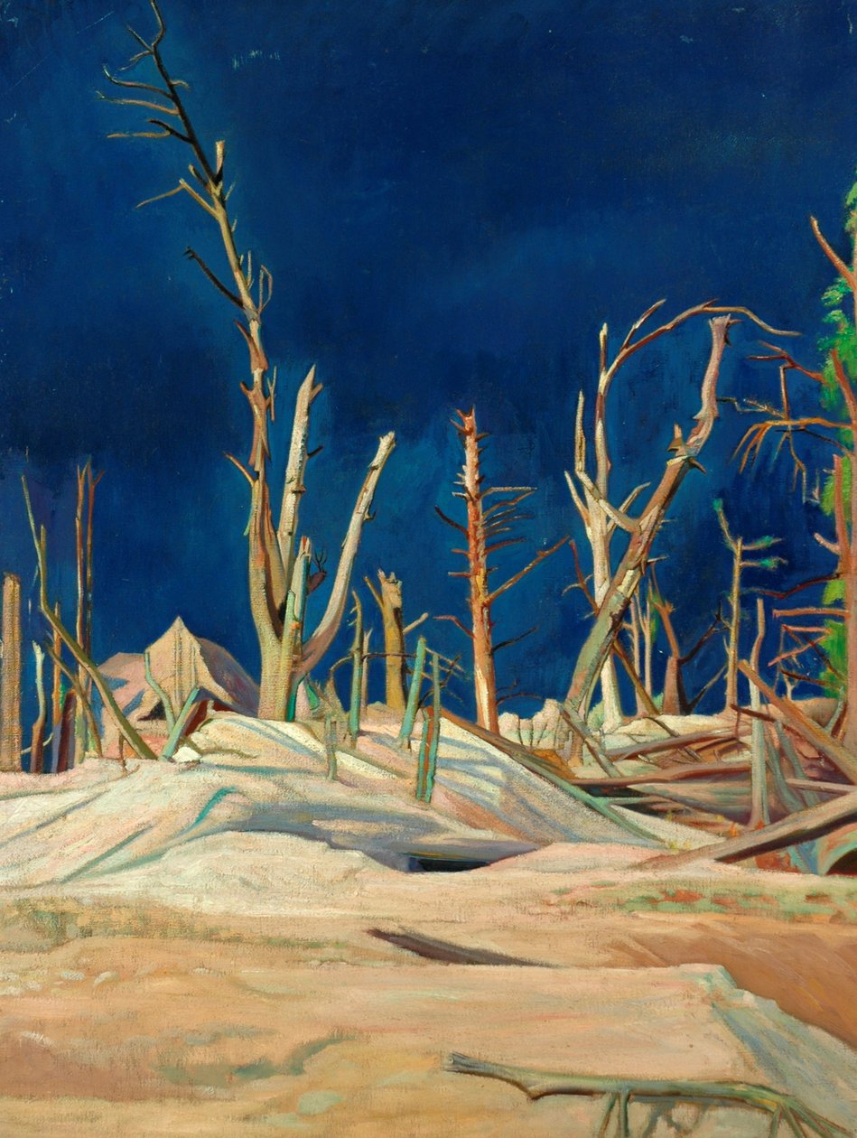 Blasted Trees (olja på duk) av William Rothenstein