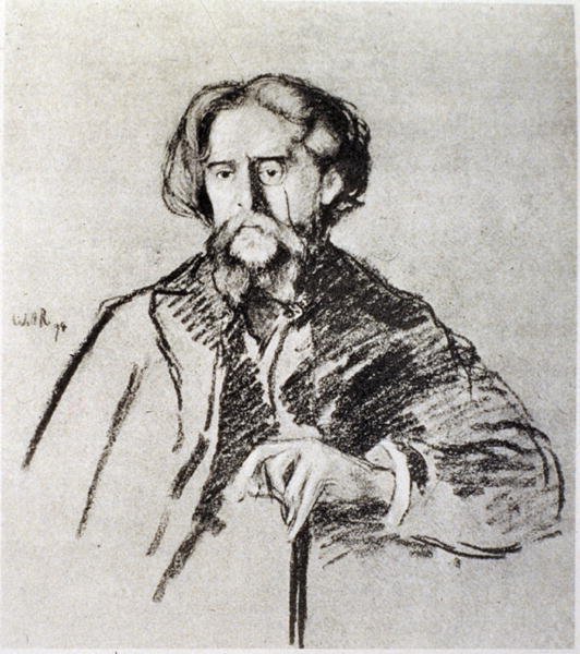 Porträtt av Alphonse Daudet (1840-97) av William Rothenstein