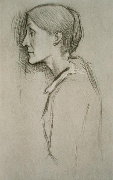 Porträtt av Julia Stephen (1848-95) (litho) av William Rothenstein