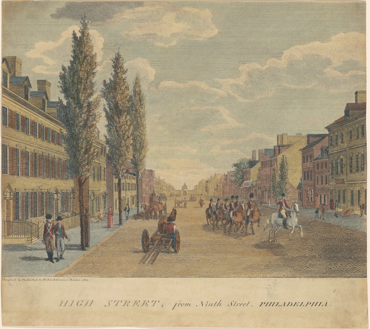 High Street, från Ninth Street, Philadelphia av William Russell Birch