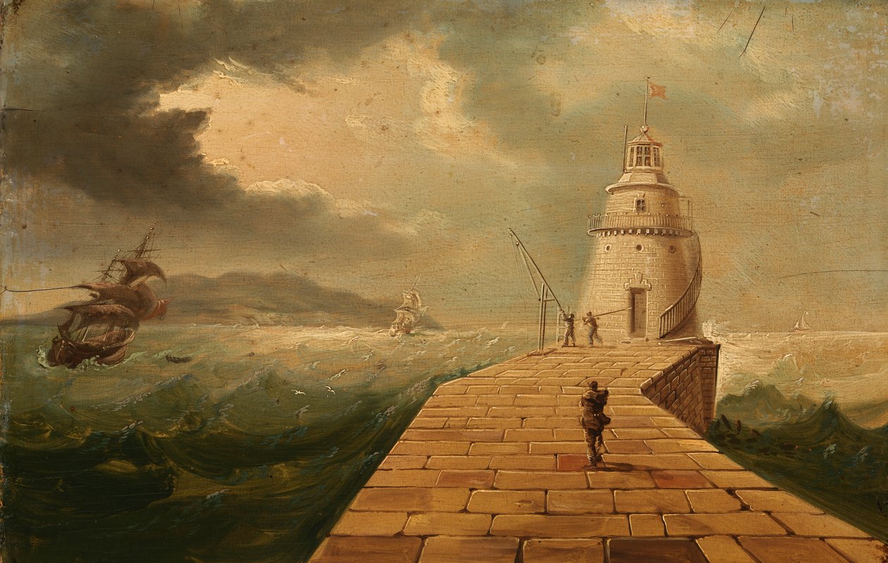 En vy över Poolbeg Lighthouse av William Sadler
