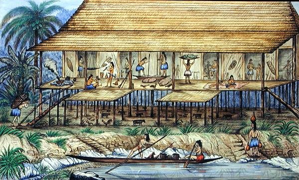 Dayak Longhouse av William Samwell
