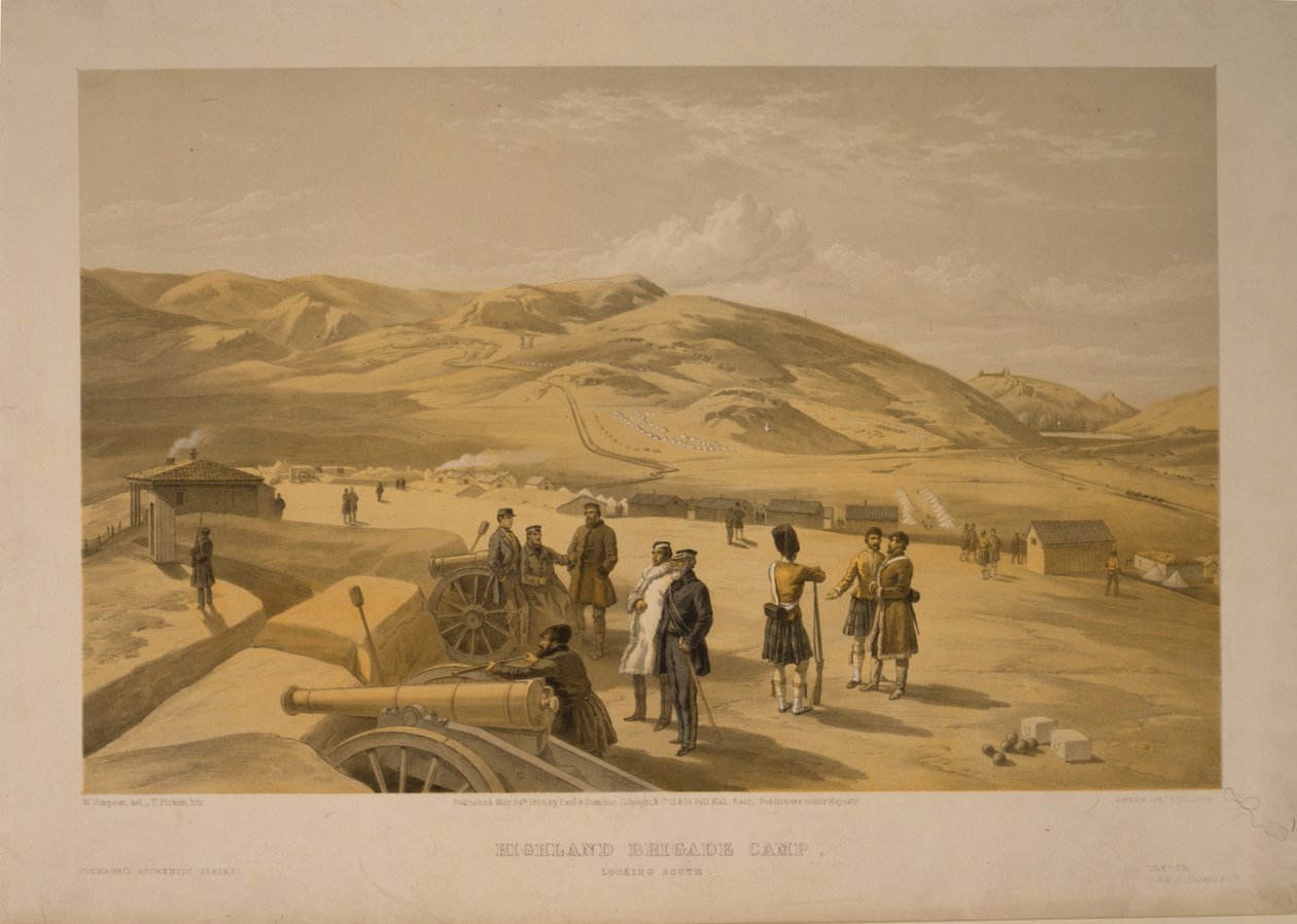 Highland Brigade camp, 1855 av William Crimea Simpson