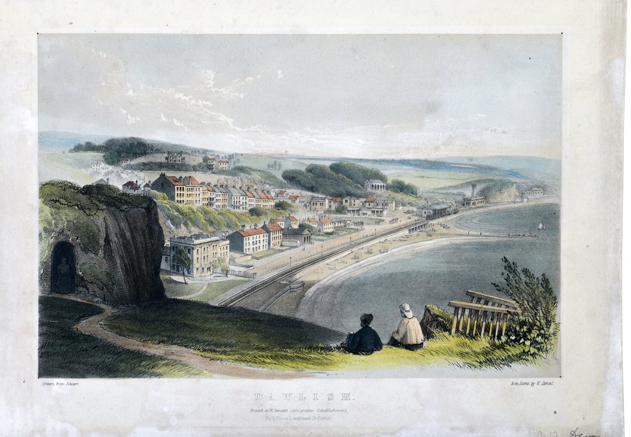 Dawlish c1845 (handfärgad litografi på papper) av William Spreat