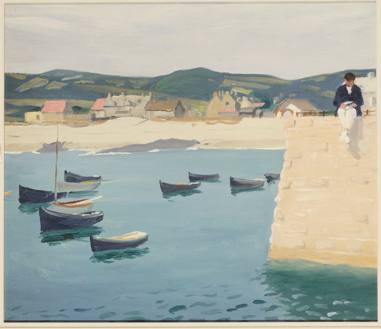 Pojke som läser på en hamnkant av William Strang
