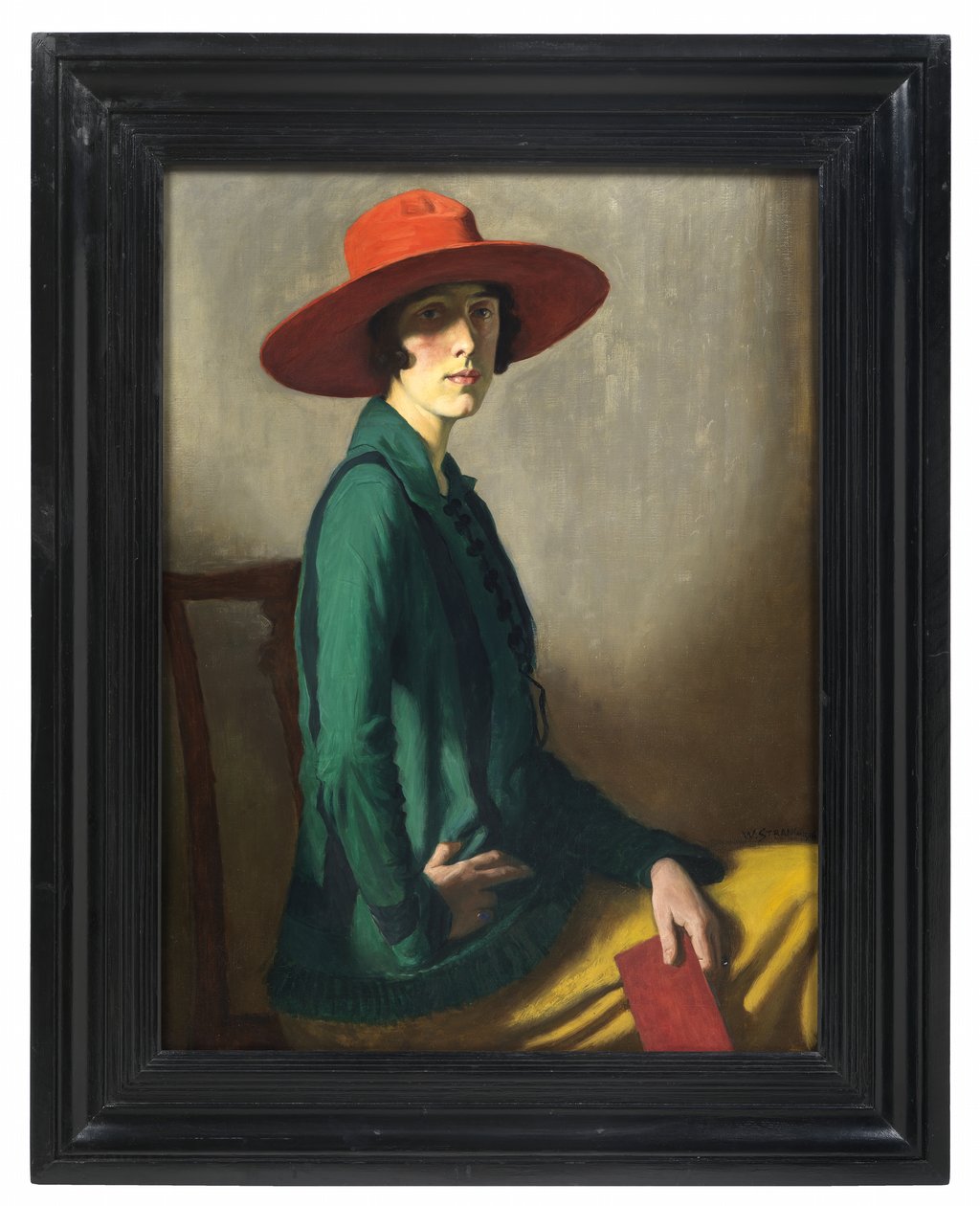 Dam med röd hatt av William Strang