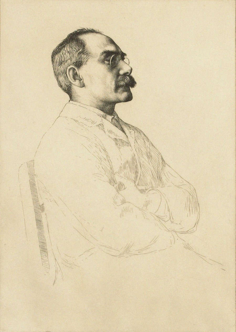 Porträtt av Rudyard Kipling 1865-1936. av William Strang