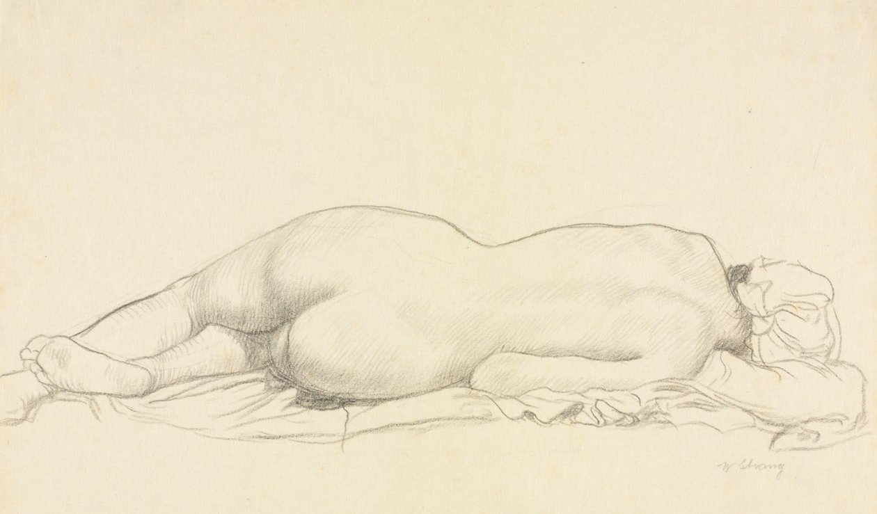 Liggande naken. av William Strang