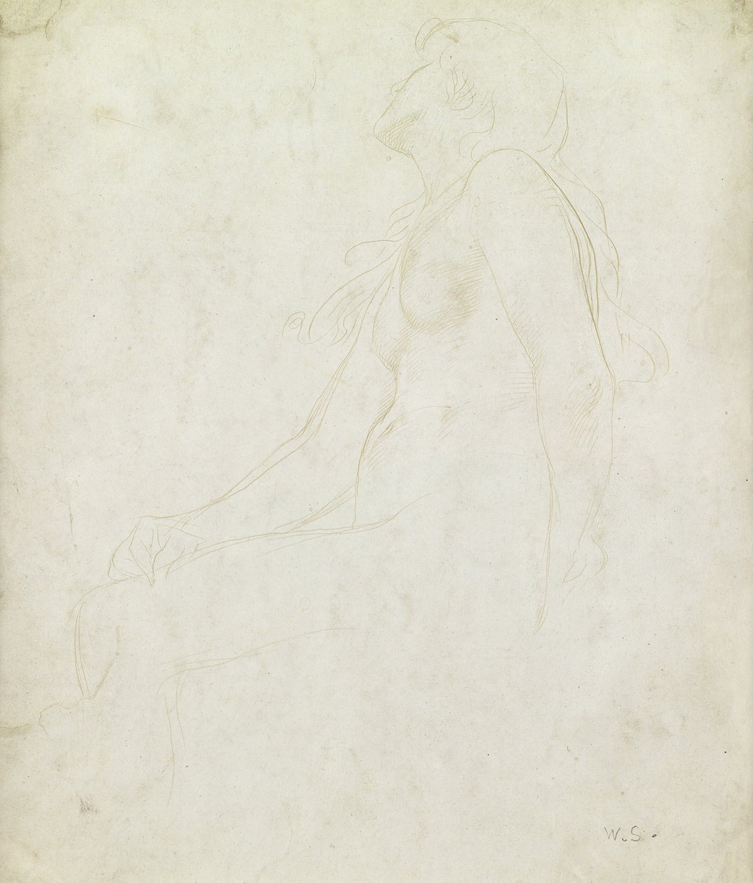Studie av en naken (guldpunkt på papper) av William Strang