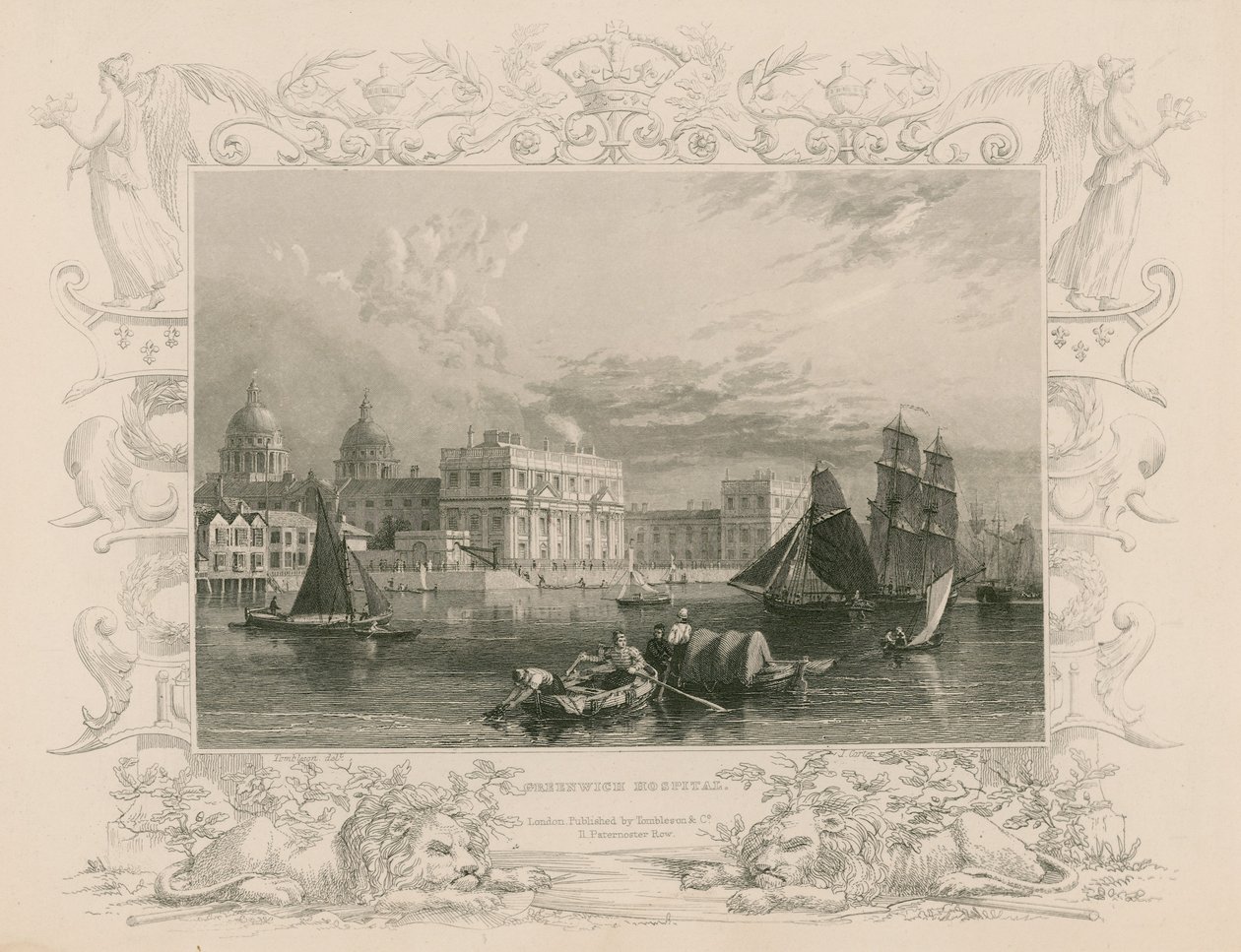 Greenwich Hospital, London av William Tombleson