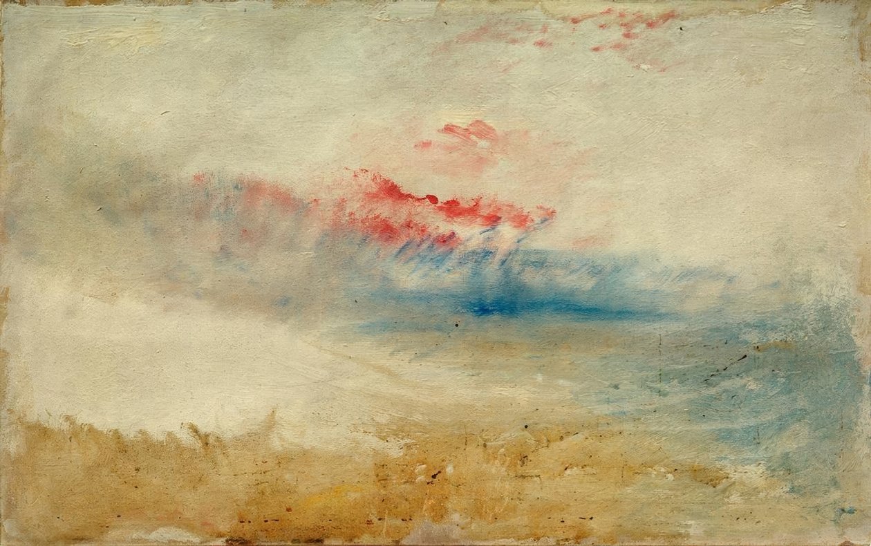 Röd himmel över en strand av Joseph Mallord William Turner