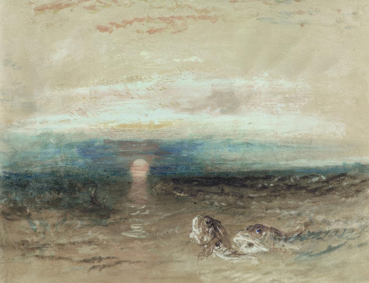 Solnedgång över havet med gurnards av Joseph Mallord William Turner