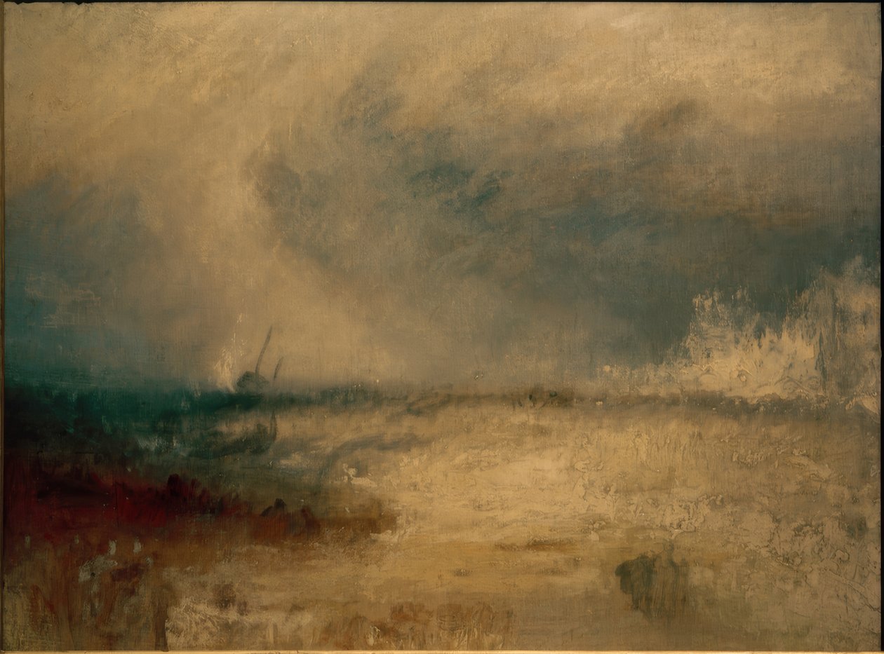 Vågor bryter på en strand av Joseph Mallord William Turner