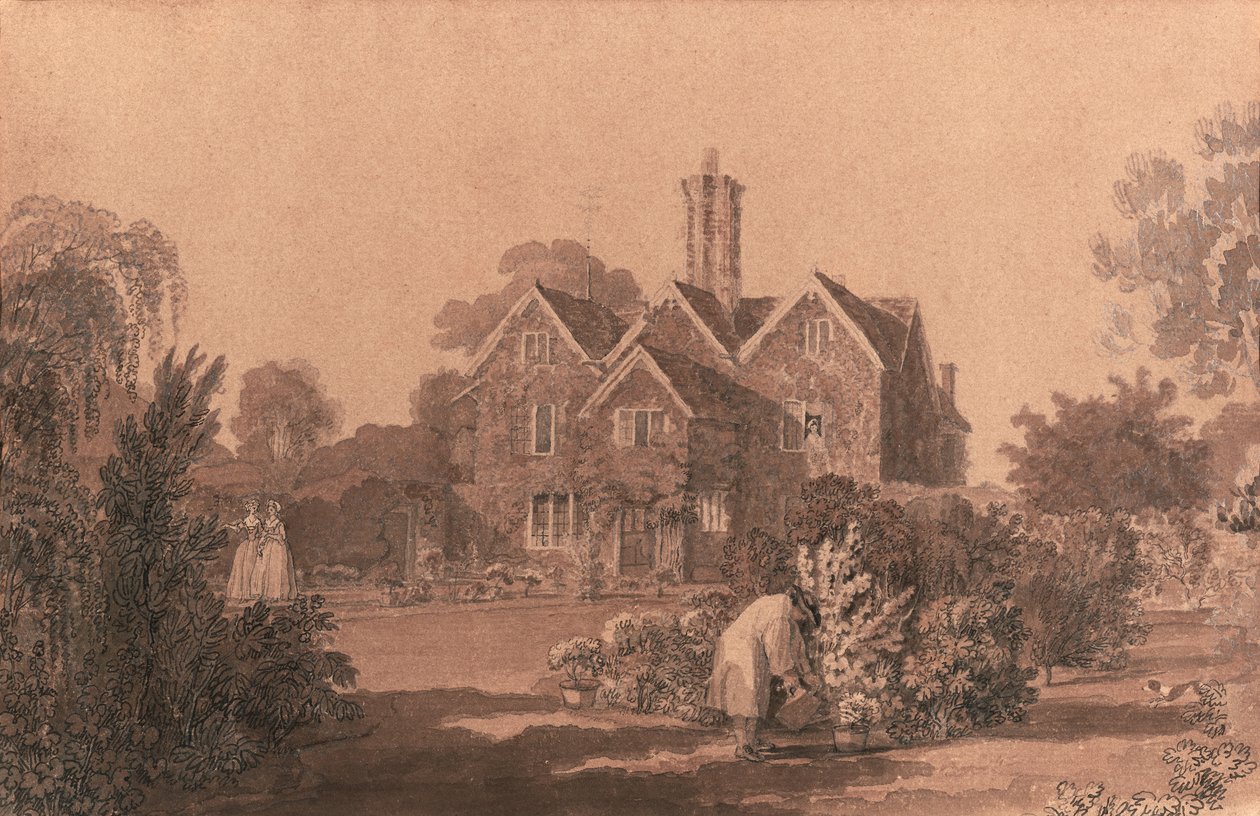 Hus i Remenham, nära Henley-on-Thames av William Woollett