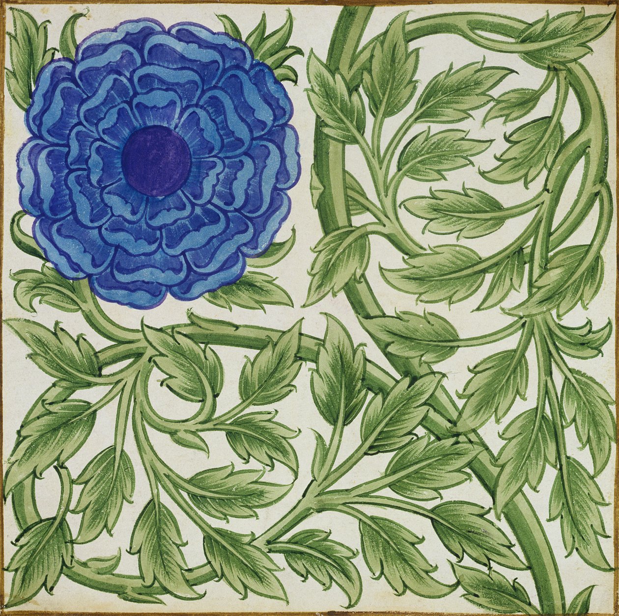 Plantera med en blå blomma av William de Morgan