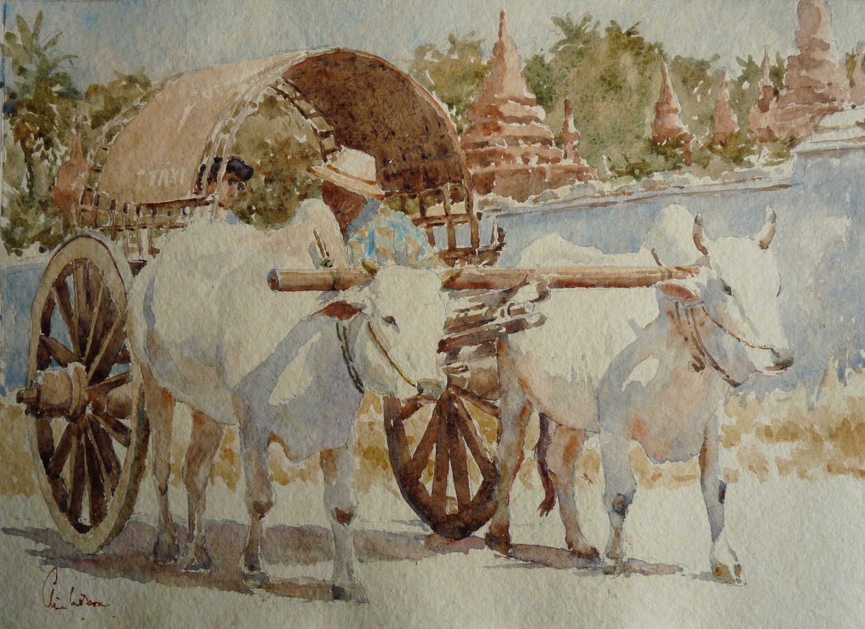 934 Bullock cart taxi runt templen av Wilson Clive