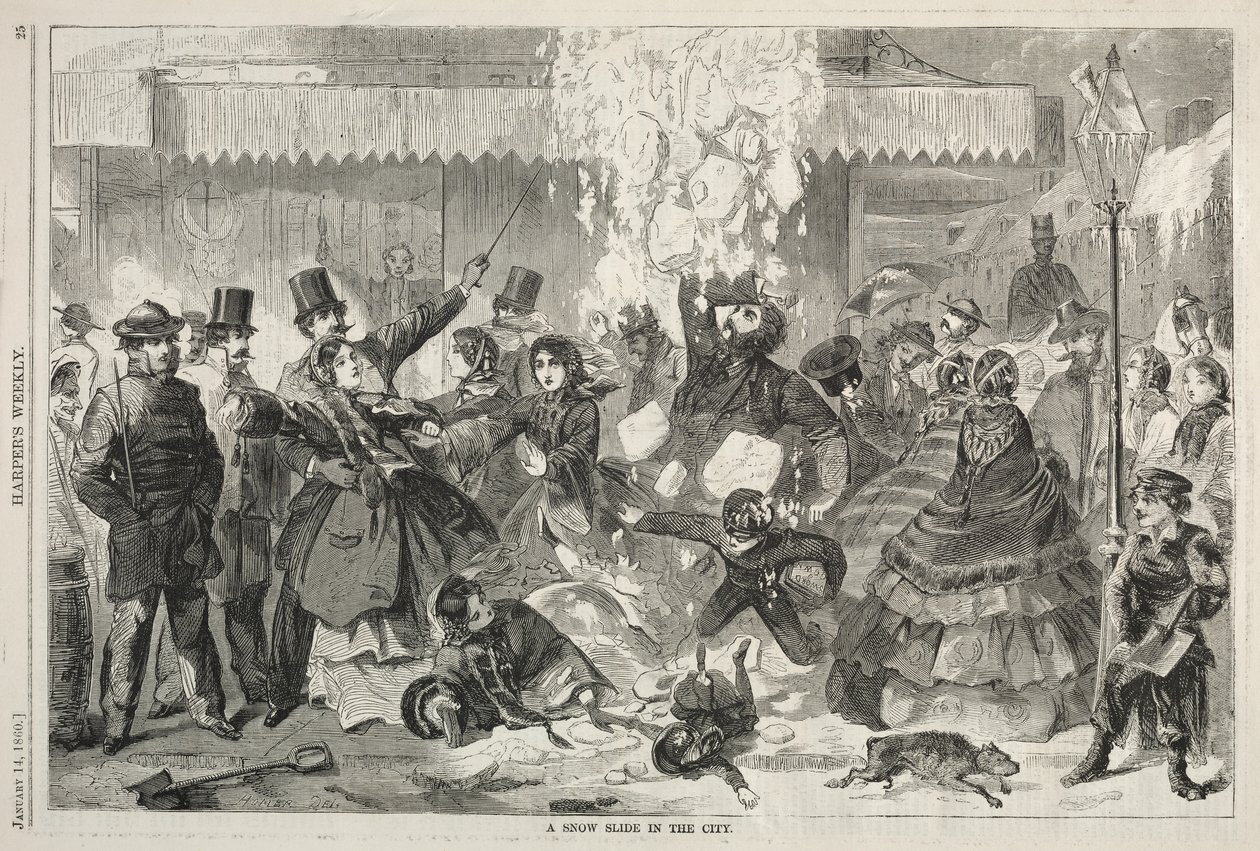 En snörutschbana i staden, 1860. av Winslow Homer