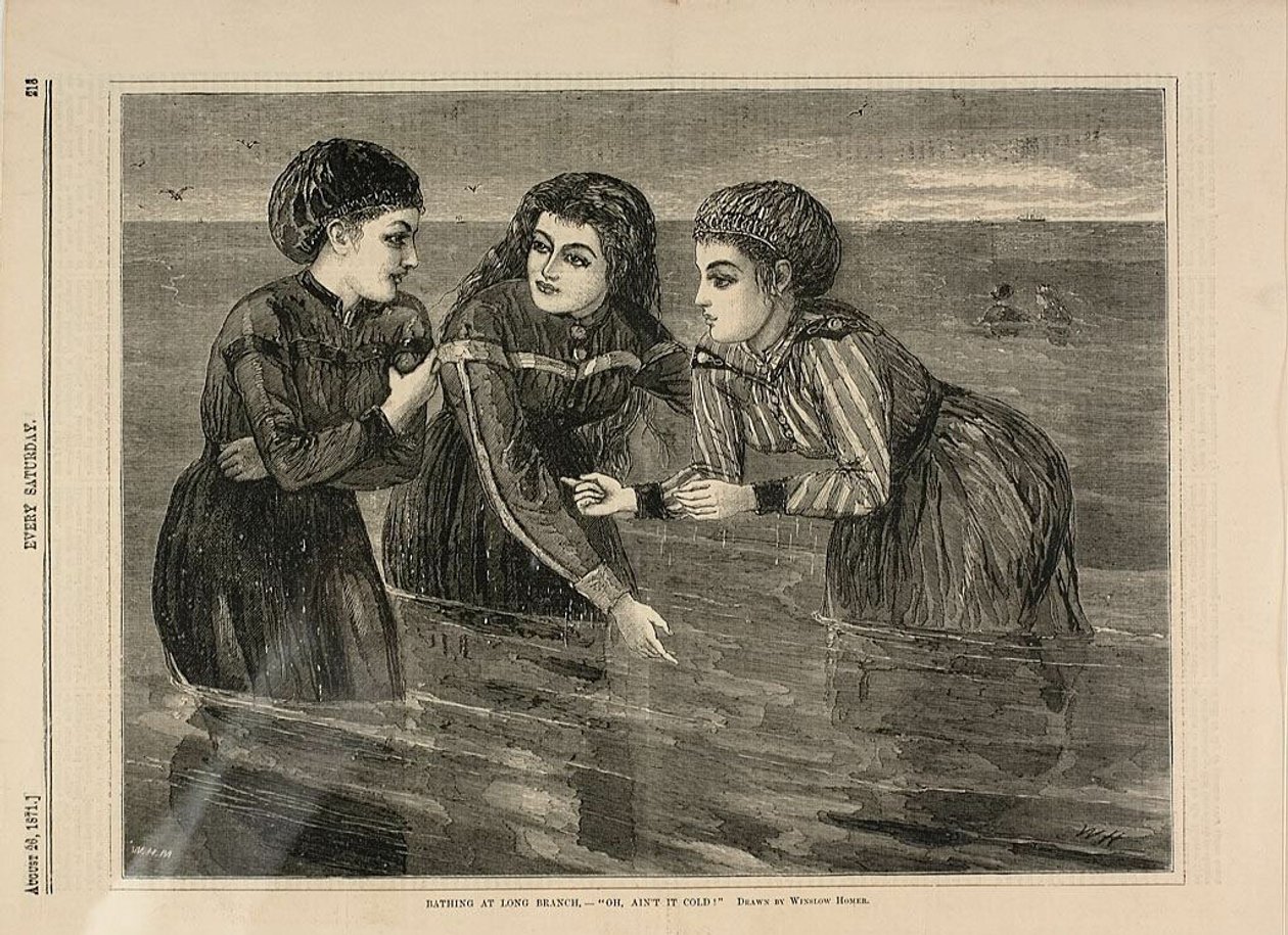 Bada vid Long Branch - "Åh, är det inte kallt" av Winslow Homer