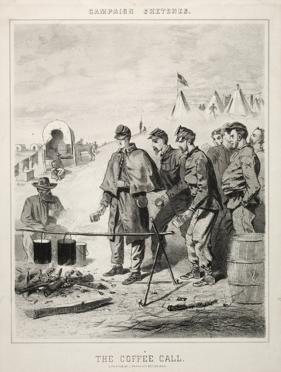 Kampanjskisser: The Coffee Call, 1863. av Winslow Homer