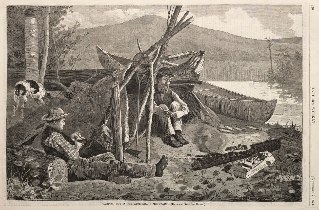 Camping ute i Adirondack-bergen, 1874. av Winslow Homer