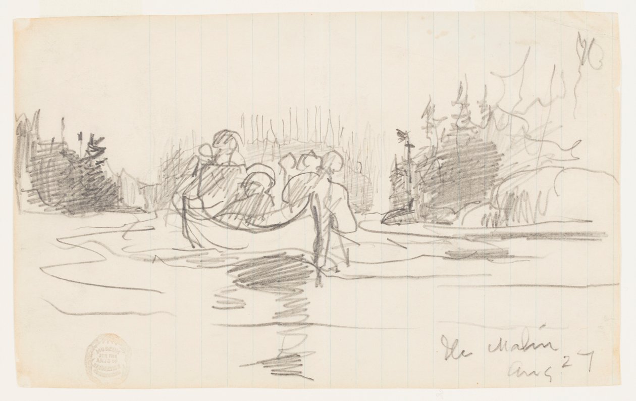 Kanot med tre män, Ile Maligne, Quebec av Winslow Homer