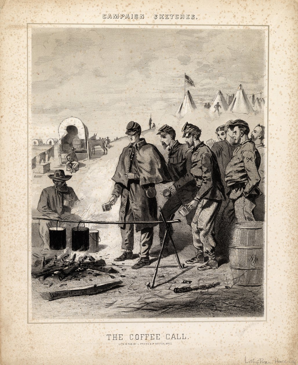 Coffee Call, illustration från "Campaign Sketches" (skisser från kampanjen) av Winslow Homer