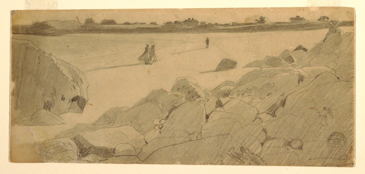 Ritning, stranden vid Marshfield, 1869-74 av Winslow Homer