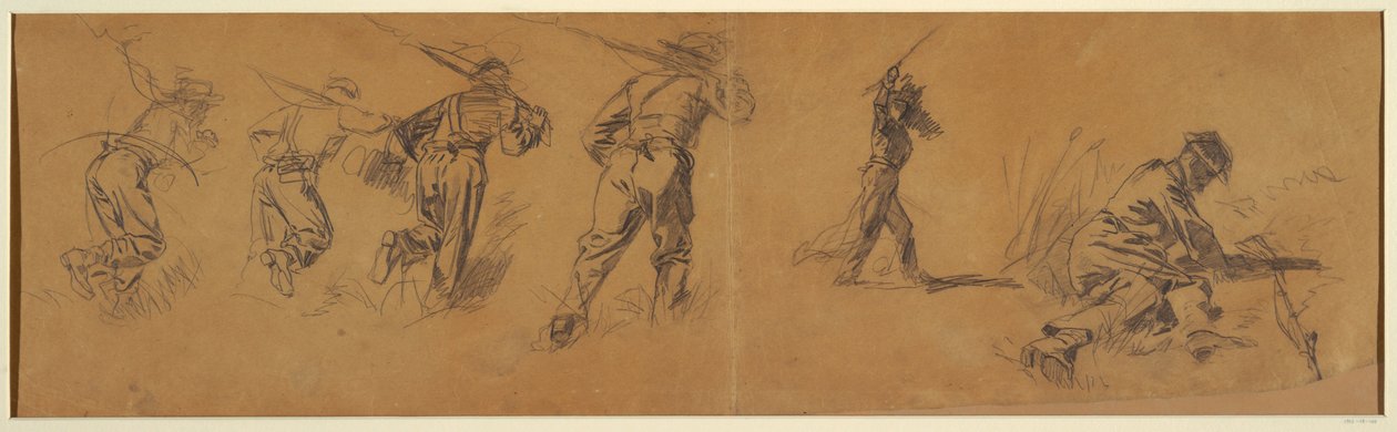 Teckning, Studier av soldater, 1863-65 av Winslow Homer