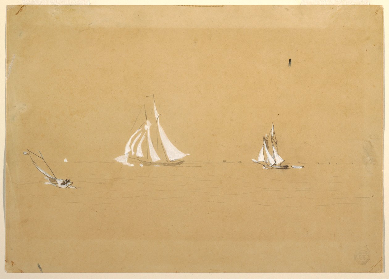 Teckning, Två skonare, 1880 av Winslow Homer