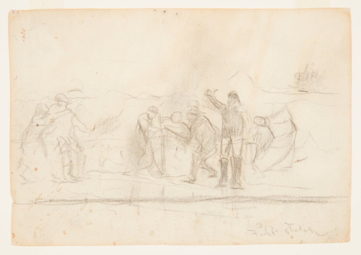 Första sketch för "The Wreck" av Winslow Homer