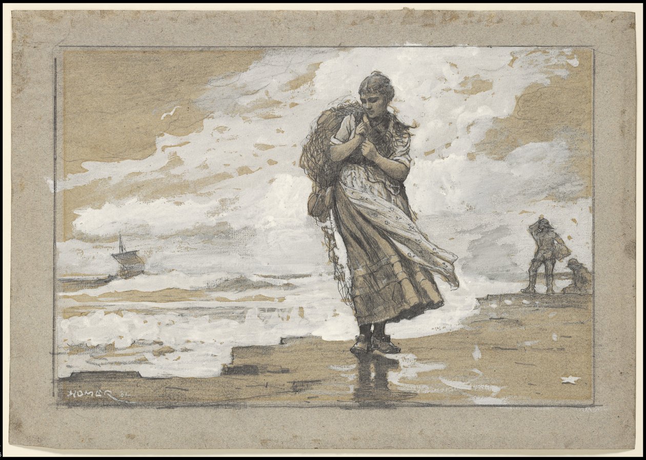 Fisher Girl med nät, 1882 av Winslow Homer