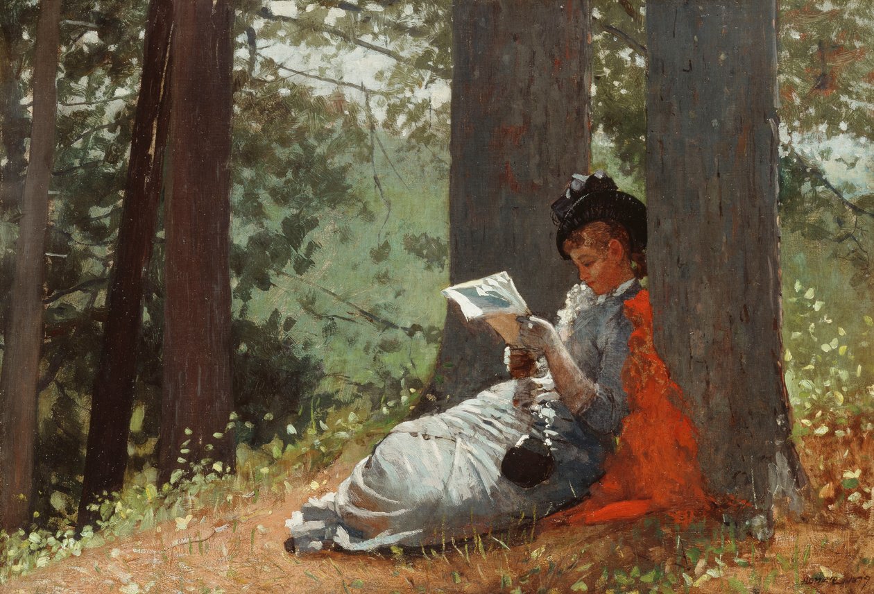 Flicka som läser under ett ek, 1879 av Winslow Homer