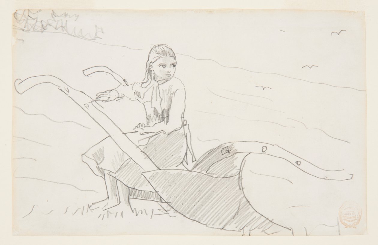 Flicka sitter på en plog av Winslow Homer