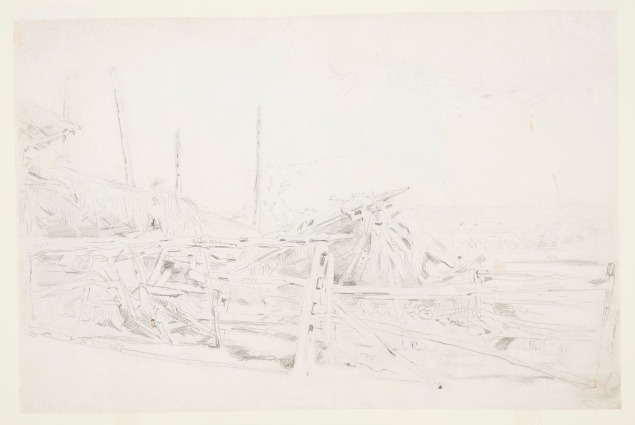 Höstack och järnvägsstängsel av Winslow Homer