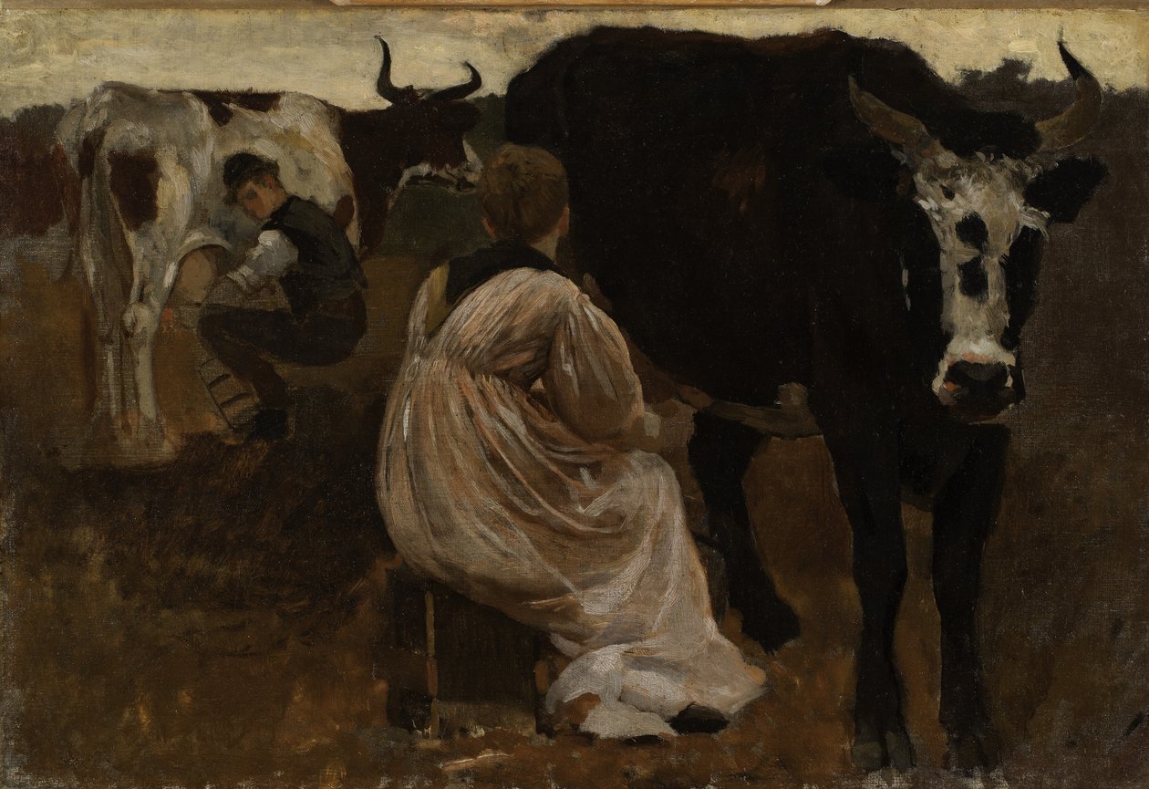 Mjölkning, 1875 av Winslow Homer